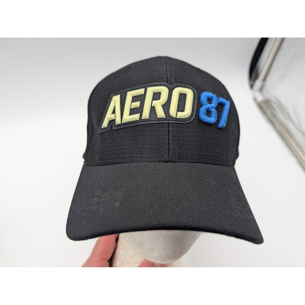 Aeropostale Mens Aero 87 Flexfit Baseball Cap Hat Black S/M FLDHBA1